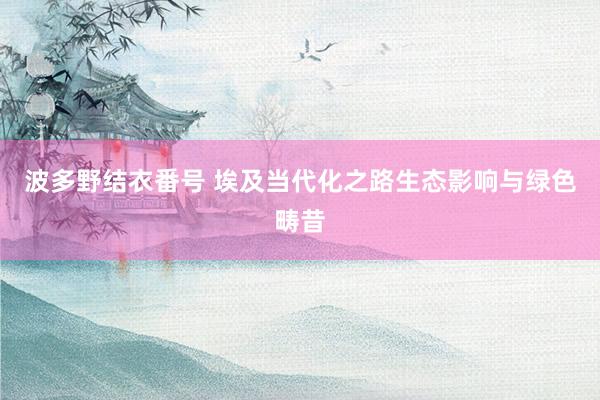 波多野结衣番号 埃及当代化之路生态影响与绿色畴昔