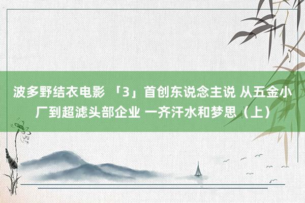 波多野结衣电影 「3」首创东说念主说 从五金小厂到超滤头部企业 一齐汗水和梦思（上）